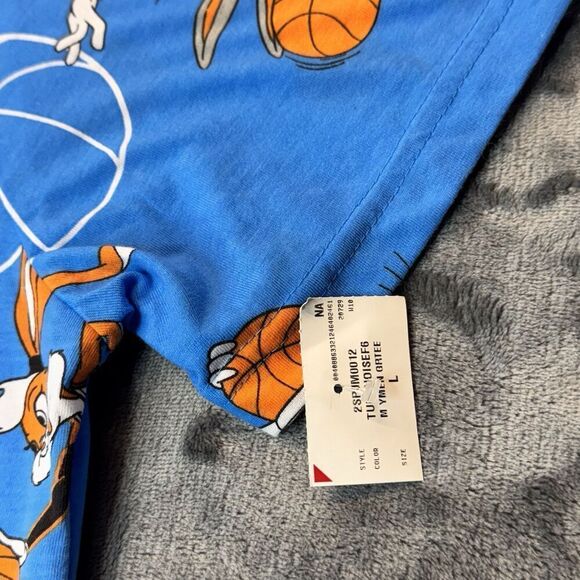 Space Jam Sz L Tune Squad Slam Dunk Shirt A New Legacy Print All Over Blue 0230 - Picture 6 of 10